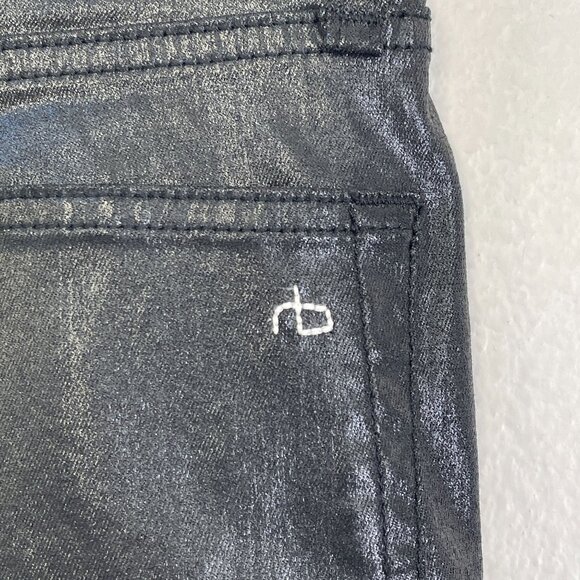 rag & bone Womens 27 Casey High Rise Ankle Flare Jeans Coated Black - Picture 9 of 12